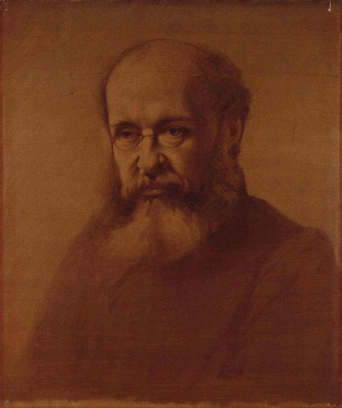 Portrait d'Anthony Trollope, barbu, de trois quarts, le regard posé sur le spectateur